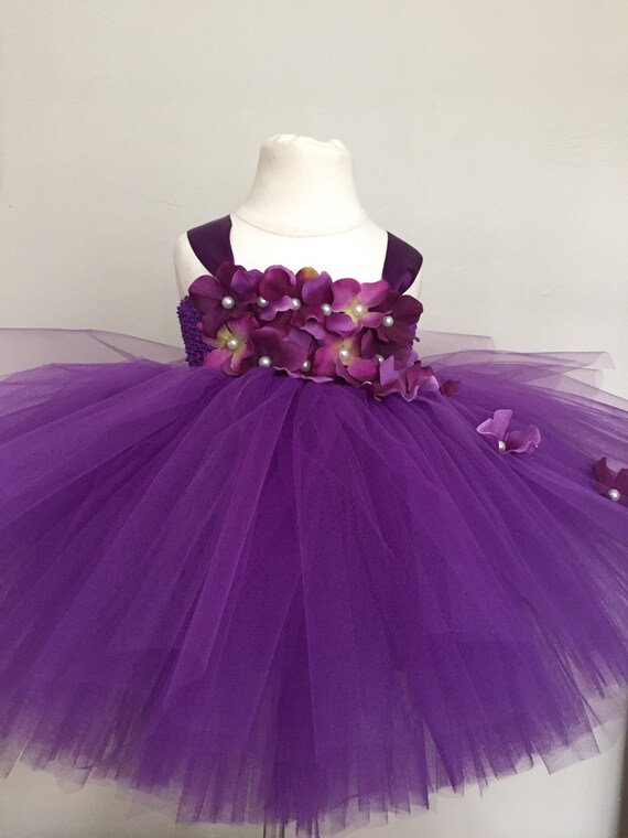 Plum Purple flower girl tulle dress girls purple by AnaBeanDesigns