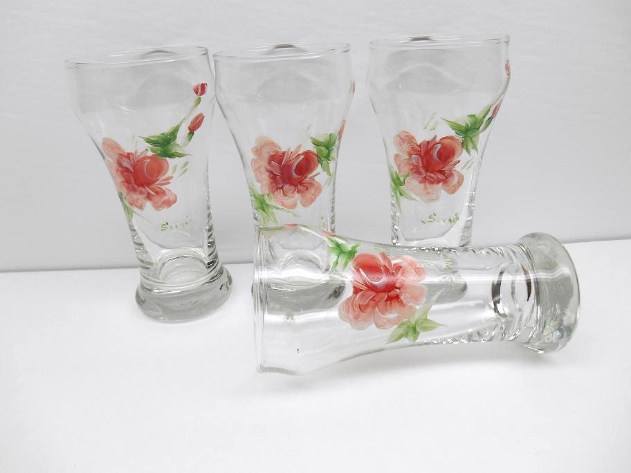 vintage rose drinking glasses