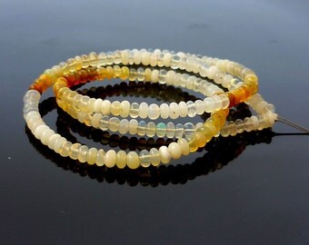 Smooth polished ethiopian opal rondelle beads 3-4mm 1/2 strand