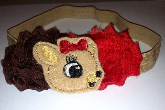 661 New baby reindeer headband 746 Christmas Holiday baby headband, babys first Christmas, red headbands   