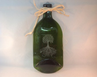 1.5L Fused Wine Bottle Cheese Tray, Tree of Life