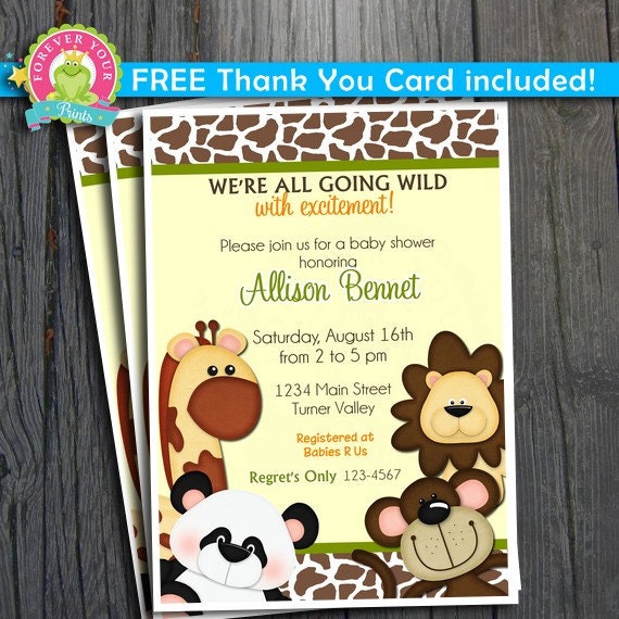 Jungle Baby Shower Invitation / Jungle Party Invite / Safari Baby Shower / Jungle Party Invite Il_570xn