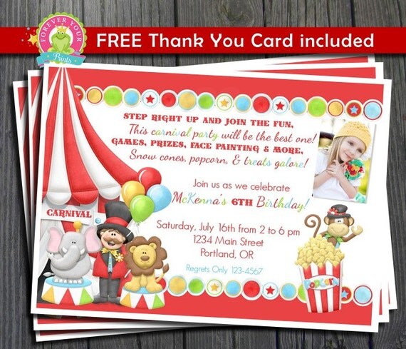 Carnival Birthday Invitation / Carnival Party Invite / Carnival Birthday / Carnival Invitation / Carnival Party Il_570xn