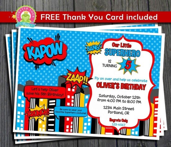Superhero Birthday Invitation / Superhero Party Invite / Superhero Birthday / Superhero Party / Superhero Invitation / Birthday Invitation Il_570xn