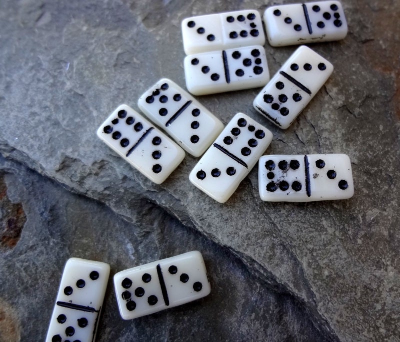 Glass Domino Beads 7x14mm Czech Pressed Glass Opaline White