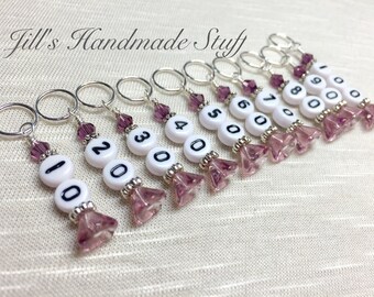 Number Stitch Markers, 10-100 Row Counter Knitting Markers, Gifts for Knitters, Counting Markers, Snag Free Progress Keepers