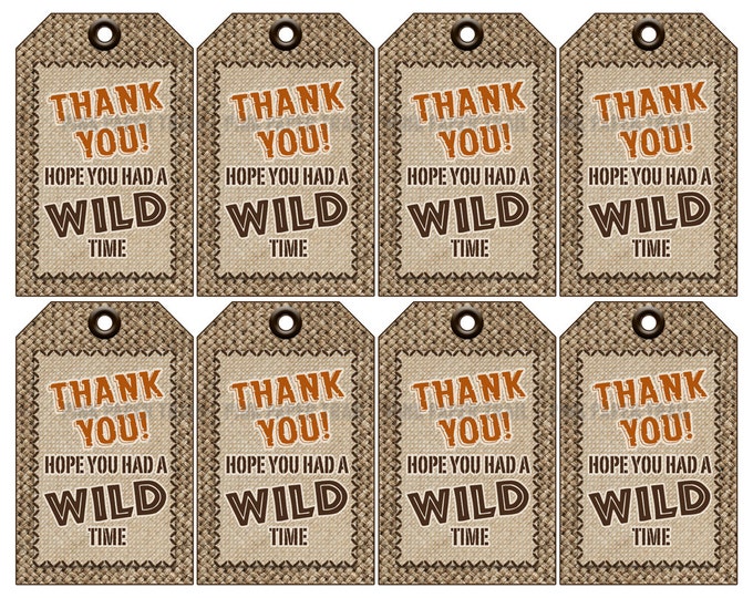 Jungle Safari Adventure Gift Tags - Thank you tags - Favor Tags - Instant Download - Print your own