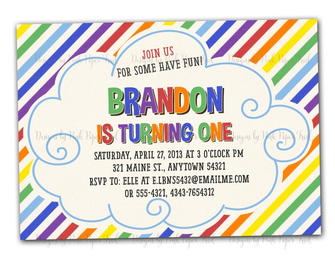 Colorful Rainbow Party Invitation - Craft Invitation - Customizable Wordings - Print your own