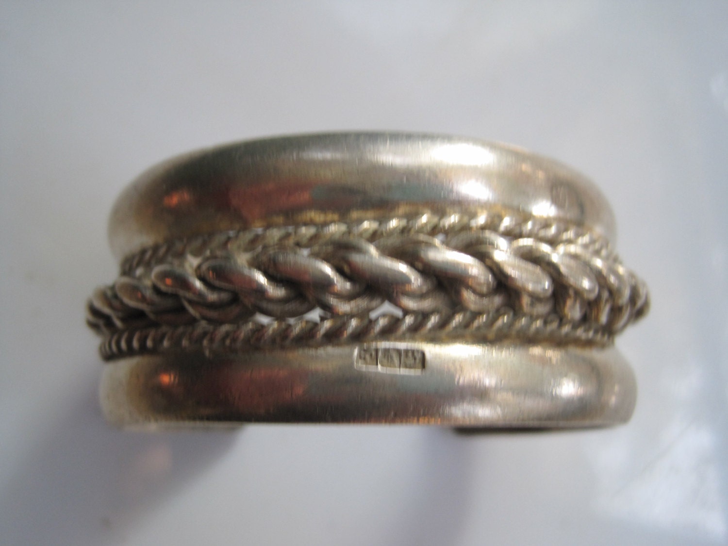 Bedouin Bracelet Sinai Silver Cuff with Ottoman Tughra Marks