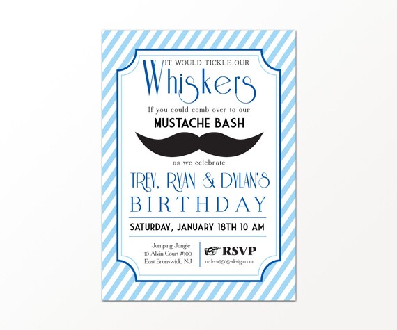 Mustache Invitation - Printed or Digital Mustache Birthday Invitationby 505 Design, Inc Il_570xn