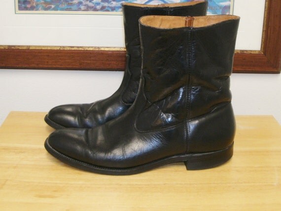 Items similar to RaRE Vintage Justin Black Leather Men's Wellington ...