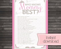 Princess Who Knows Mommy Best Baby Shower Game Printable - Instant ...