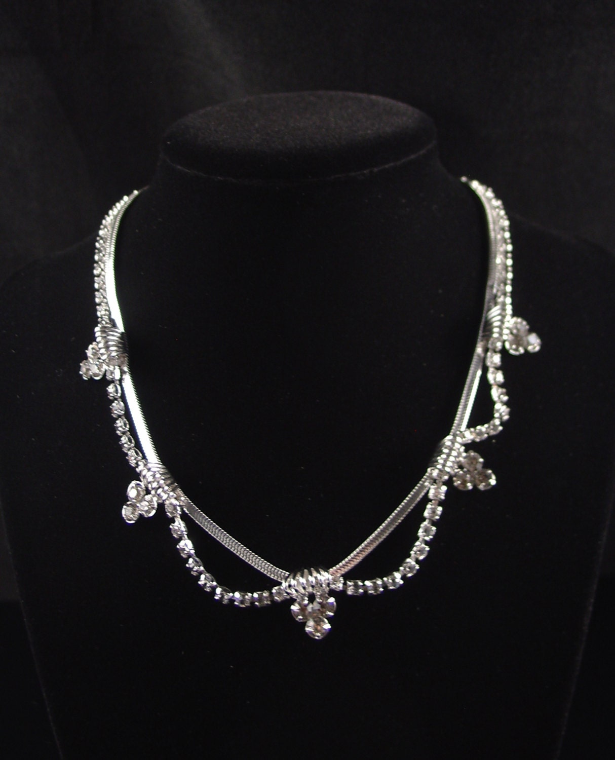 Rhinestone Necklace Vintage Jewelry Swag Necklace