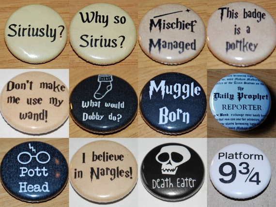 Harry Potter Button badge 25mm / 1 inch 12 to by CampdaveBadges