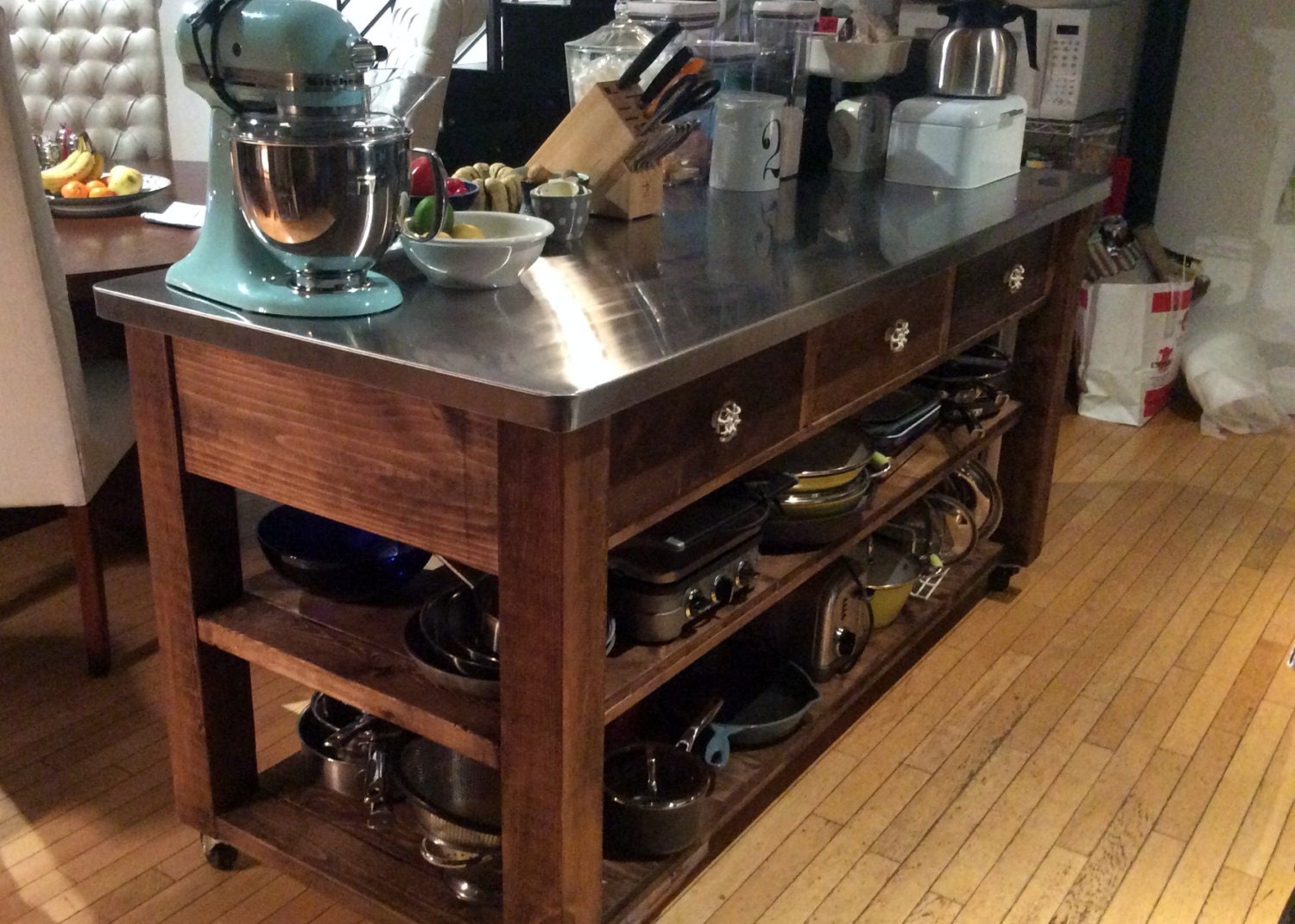 Beautiful But Simple Kitchen Island Stainless Steel Top Square