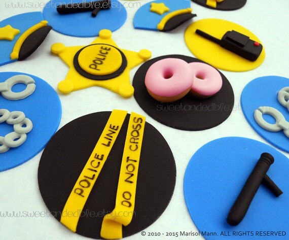 12 POLICE cupcake toppers. Il_570xn