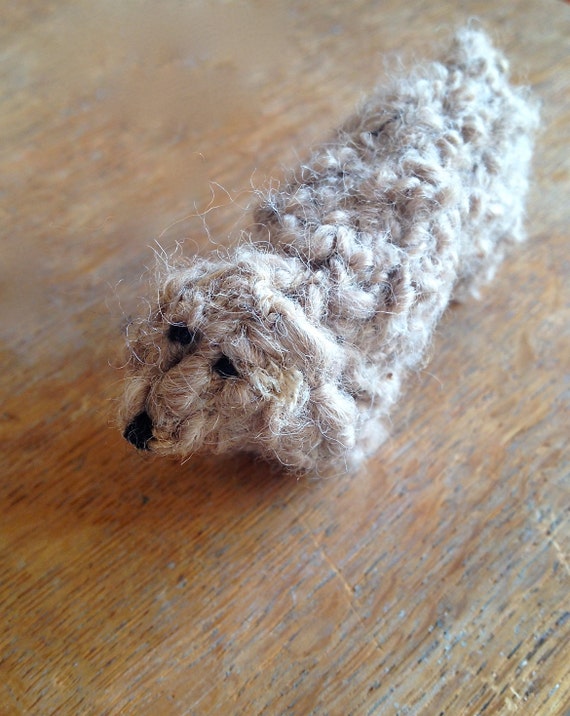Long haired knitted Dachshund type sausage dog