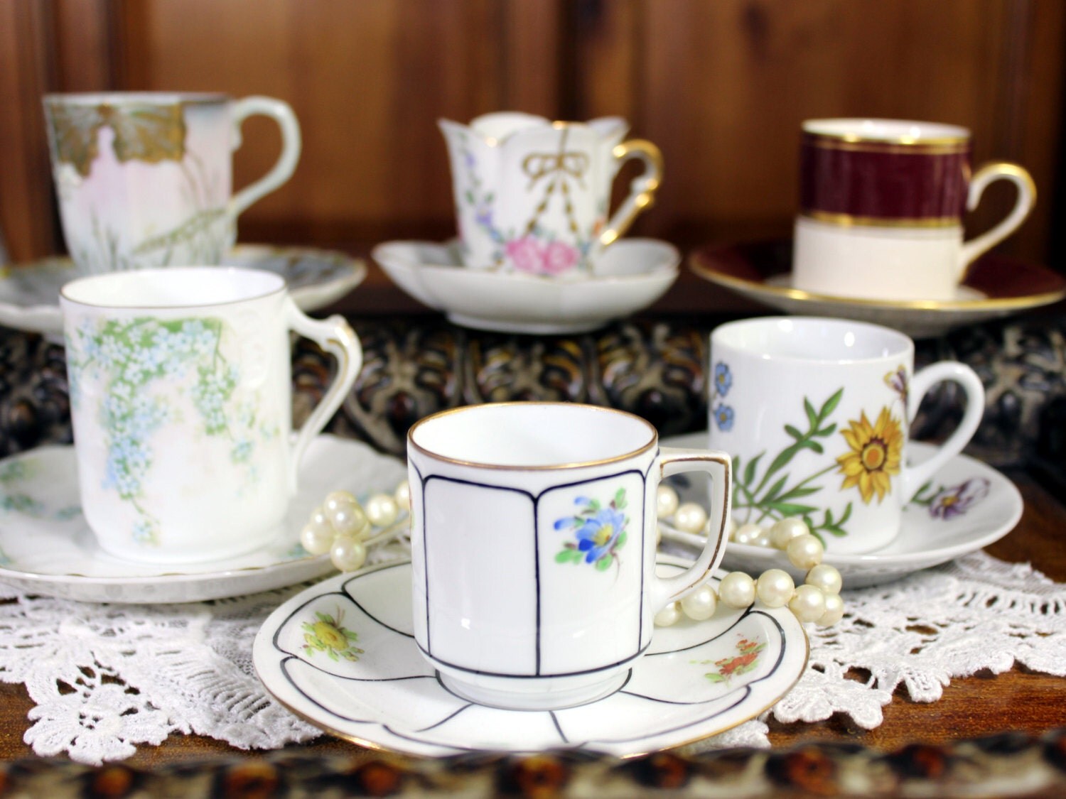 6 Assorted Demitasse Cups and Saucers 11952