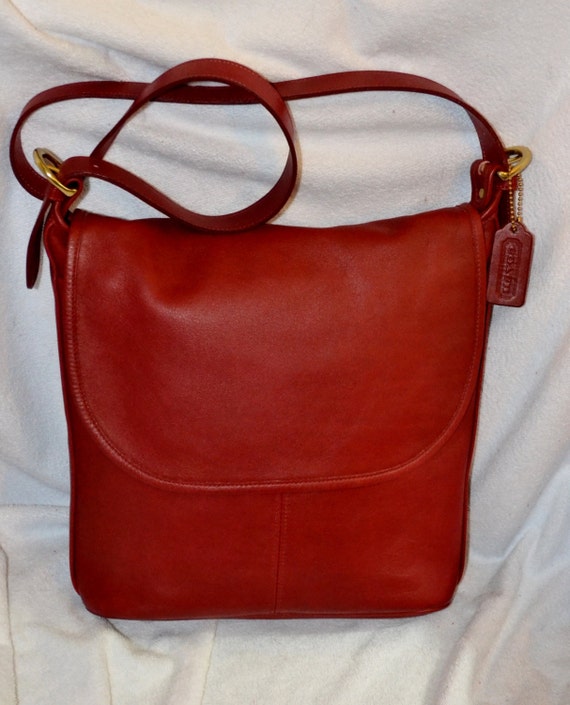 ... Bag~Coach~Whitney 4115~Red Whitney Slim Bucket Tote Cross Body Handbag