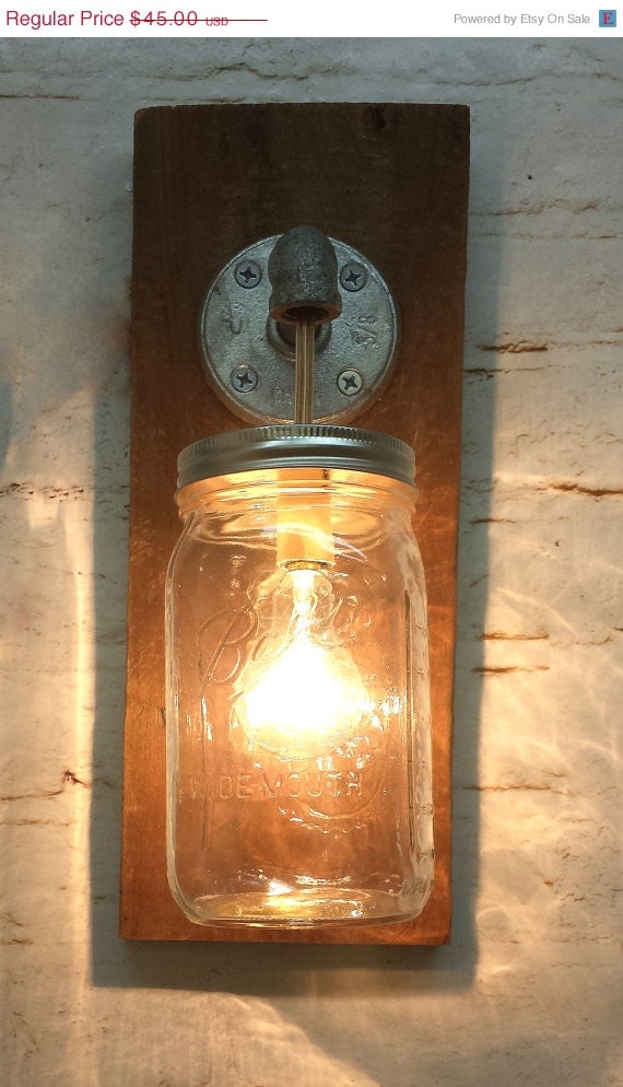 ON SALE Mason Jar Sconce light fixture Rustic by ThePinkToolBox