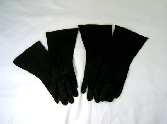 Vintage Gloves  Ladies Black  Dress  Formal  Funeral Size Small