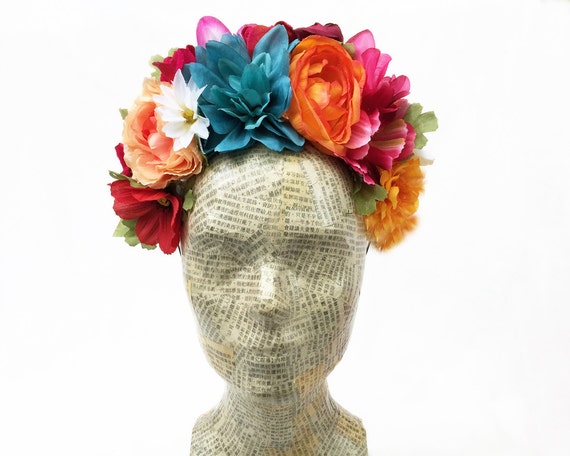 Frida Kahlo Flower Headpiece Flower Crown by BloomDesignStudio