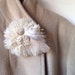 Fascinator / Brooch Natural Beige Wool With Feathers, Stone Cabuchon, Dual Purpose Pin / Clip For  Hair, Coat, Bag, Scarf,  FREE SHIP USA