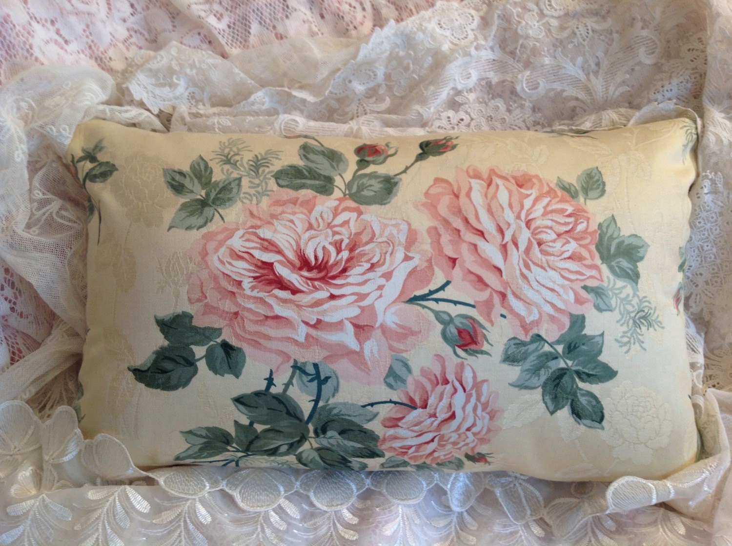 Shabby ROSE Pillow COVER romantic shabby chic colors