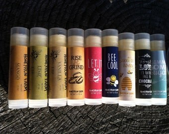 Beeswax Lip Balm- all natural, pick from 9 assorted flavors, no additional shipping charges