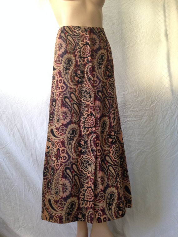 60s Vintage Tapestry Paisley Maxi Skirt small