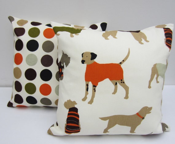 Set of Dog Themed Decorative Pillow Covers 16 x 16 Inch