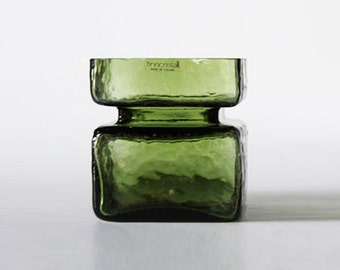 Vintage Green Vase by Helena Tynell - Riihimäen Lasi 60s