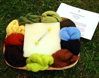 Needle Felting Kit Beginners Starter Pack Christmas Craft Gift Forest Greens and Browns