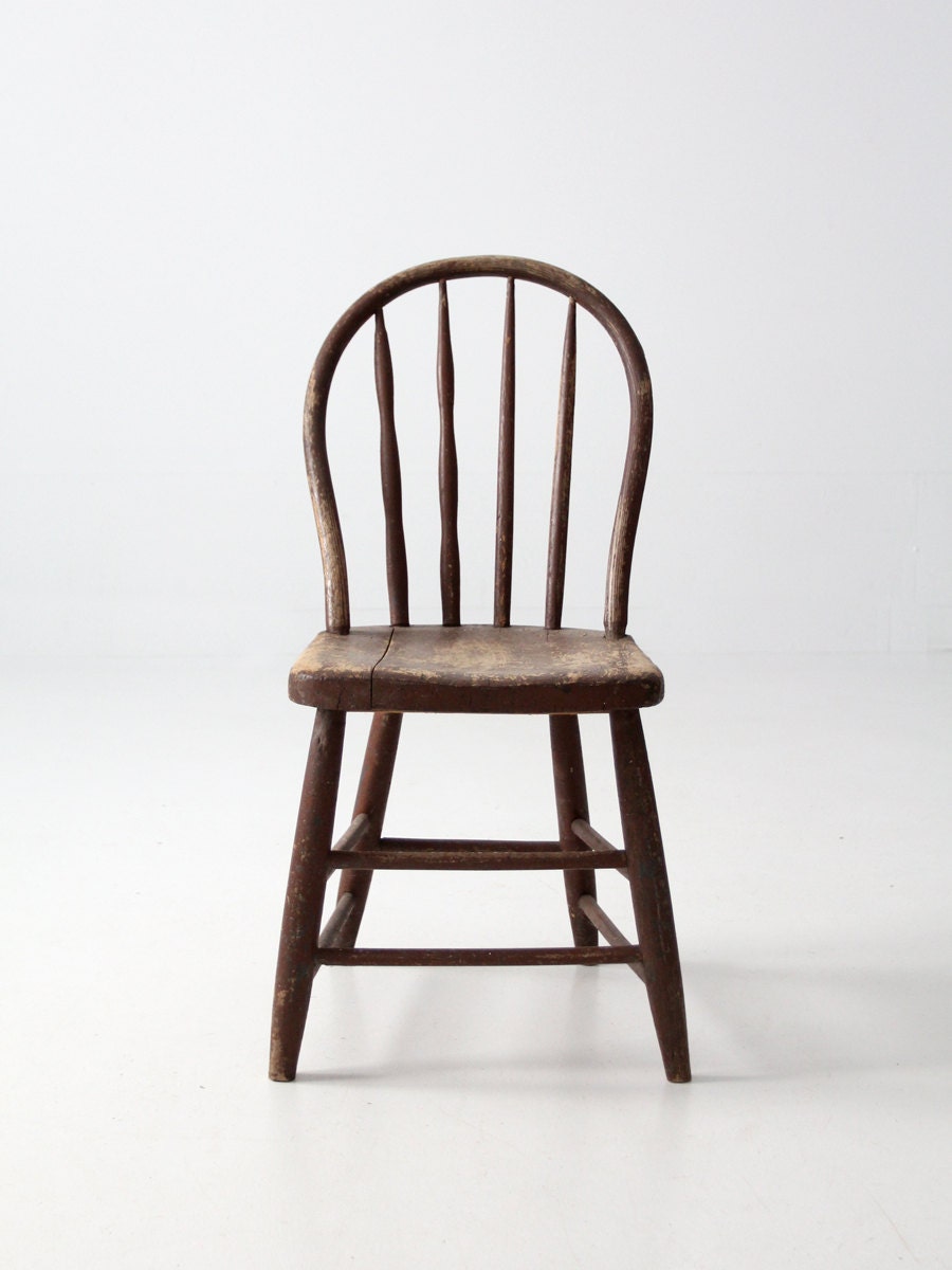 antique spindle chair, brown wood dining chair Haute Juice