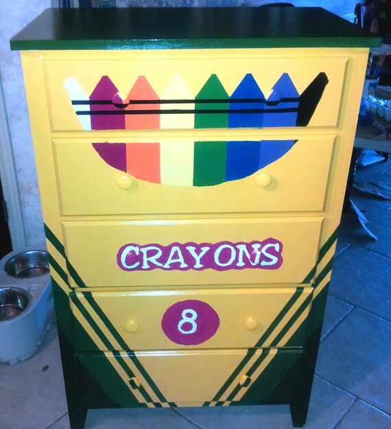 Items similar to Crayon Box Painted Dresser Bedroom Dresser OOAK Yellow