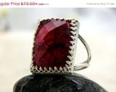 BLACK FRIDAY SALE - Ruby ring,Rectangular ring,large ring,statement ring,silver ring,rectangle ring,wow ring,July birthstone BLACK FRIDAY SALE - Ruby ring,Rectangular ring,large ring,statement ring,silver ring,rectangle ring,wow ring,July birthstone
