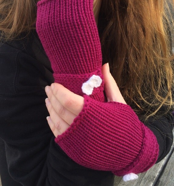Knit Gloves Fingerless Gloves Gloves with Bow Wrist