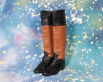 Tall BLACK & BEIGE Boots Women's Size 7
