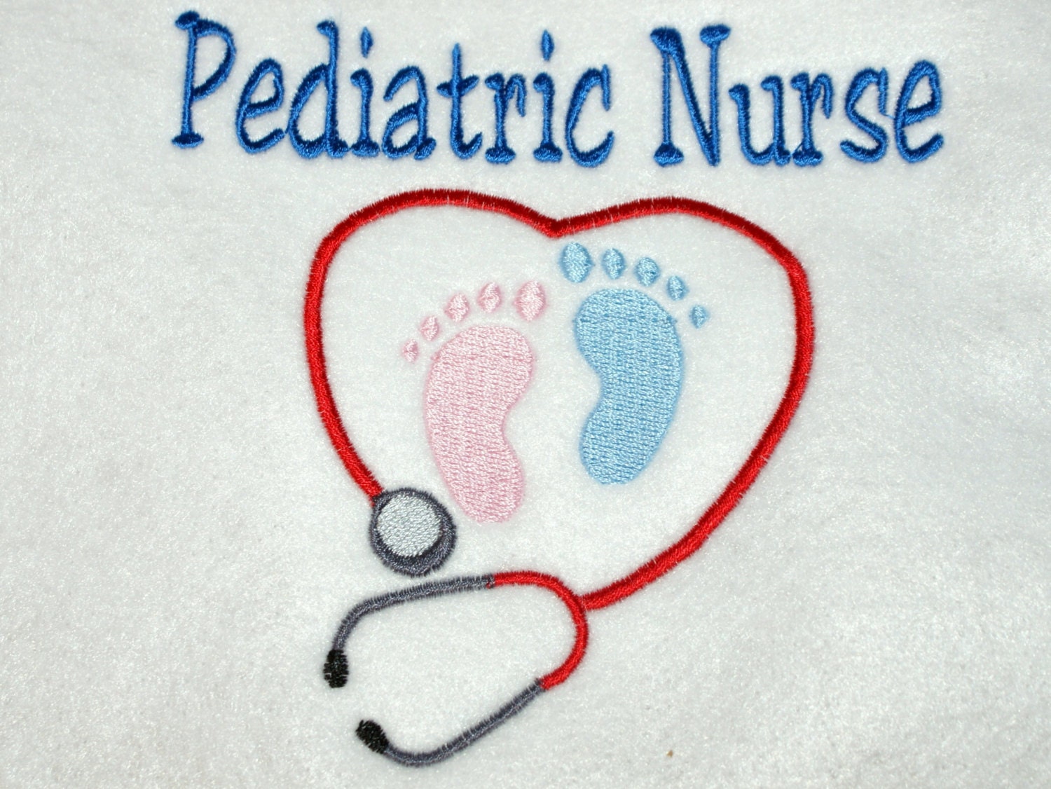 Pediatric Nurse Monogrammed Fleece Jacket Heart Stethoscope