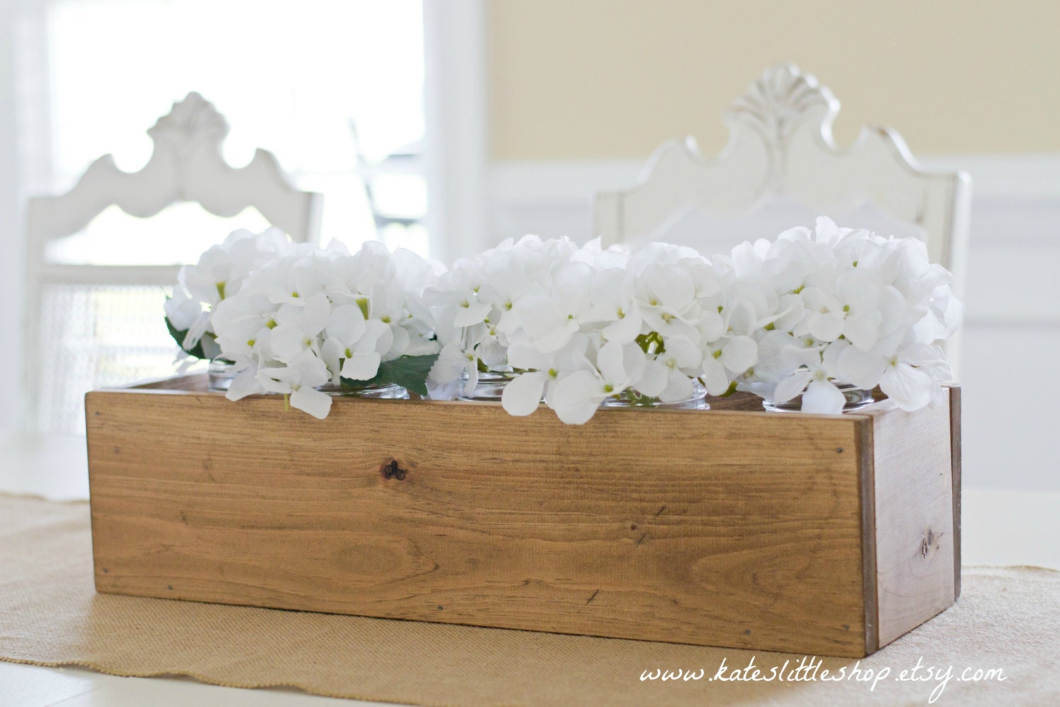 Beautiful Hand Made Rustic Large Stained Planter Box. Table