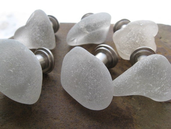 Genuine BEACH GLASS Cabinet Knobs Sea Glass Cabinet Knobs Drawer Pulls