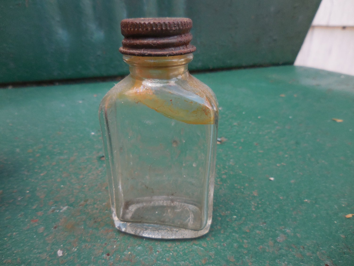 Vintage Bayer Aspirin Clear Small Medicine Bottle With Metal
