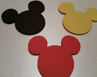 30 Disney Mickey Head/Ears Punches Die Cuts Embellishments 4 inch -- Red Black or Yellow