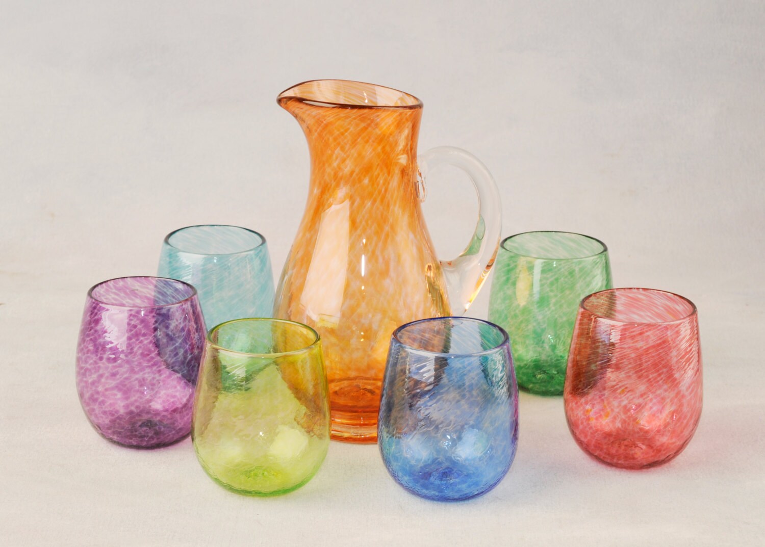 Multi Colored Glass Tumbler Set