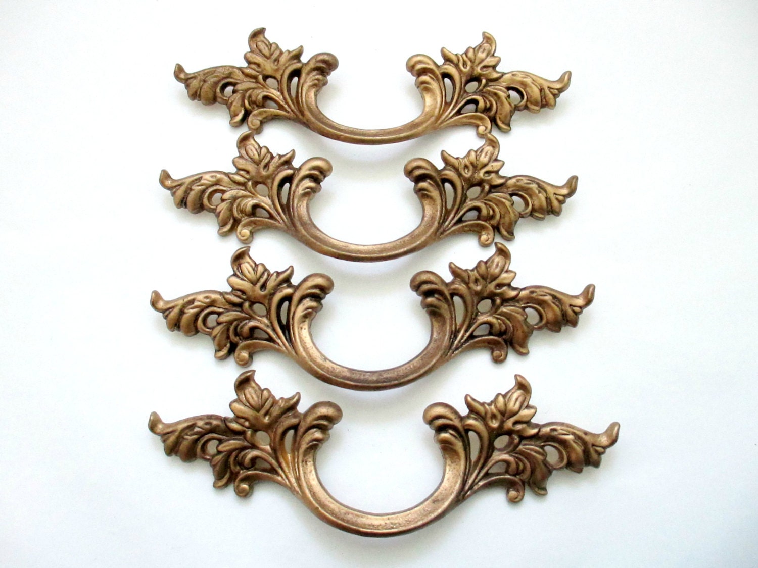 Lot of 4 large French Provincial Drawer Pulls 4.5″ centers Vintage