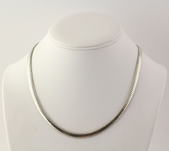 Omega Chain Necklace - Sterling Silver 925 Italian Women's Polished 18 ...