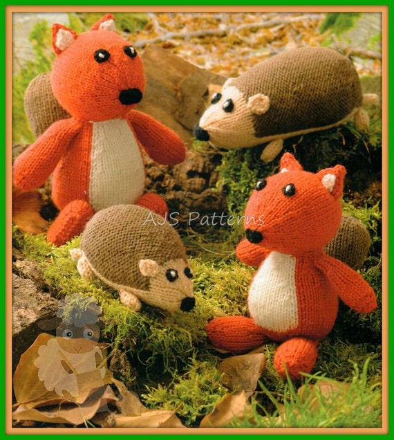 PDF Knitting Pattern Squirrels and Hedgehogs Toys Instant
