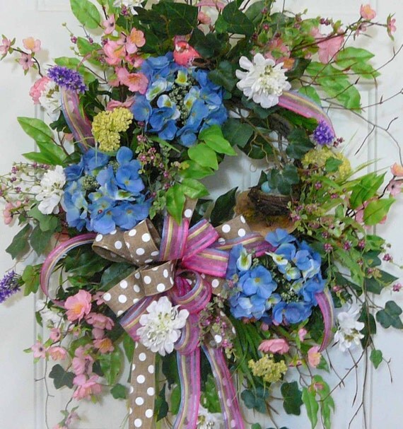 x large spring summer outdoor wreath with blue by x large spring summer outdoor wreath with blue by