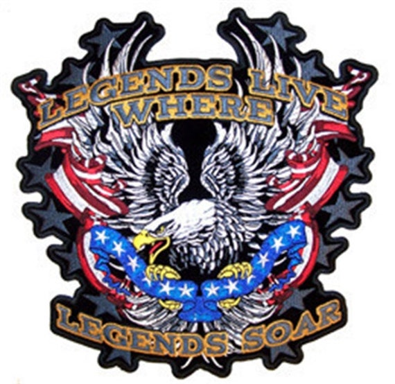 XL Legends Soar American Patch Eagle Flag Motorcycle Chopper Rider