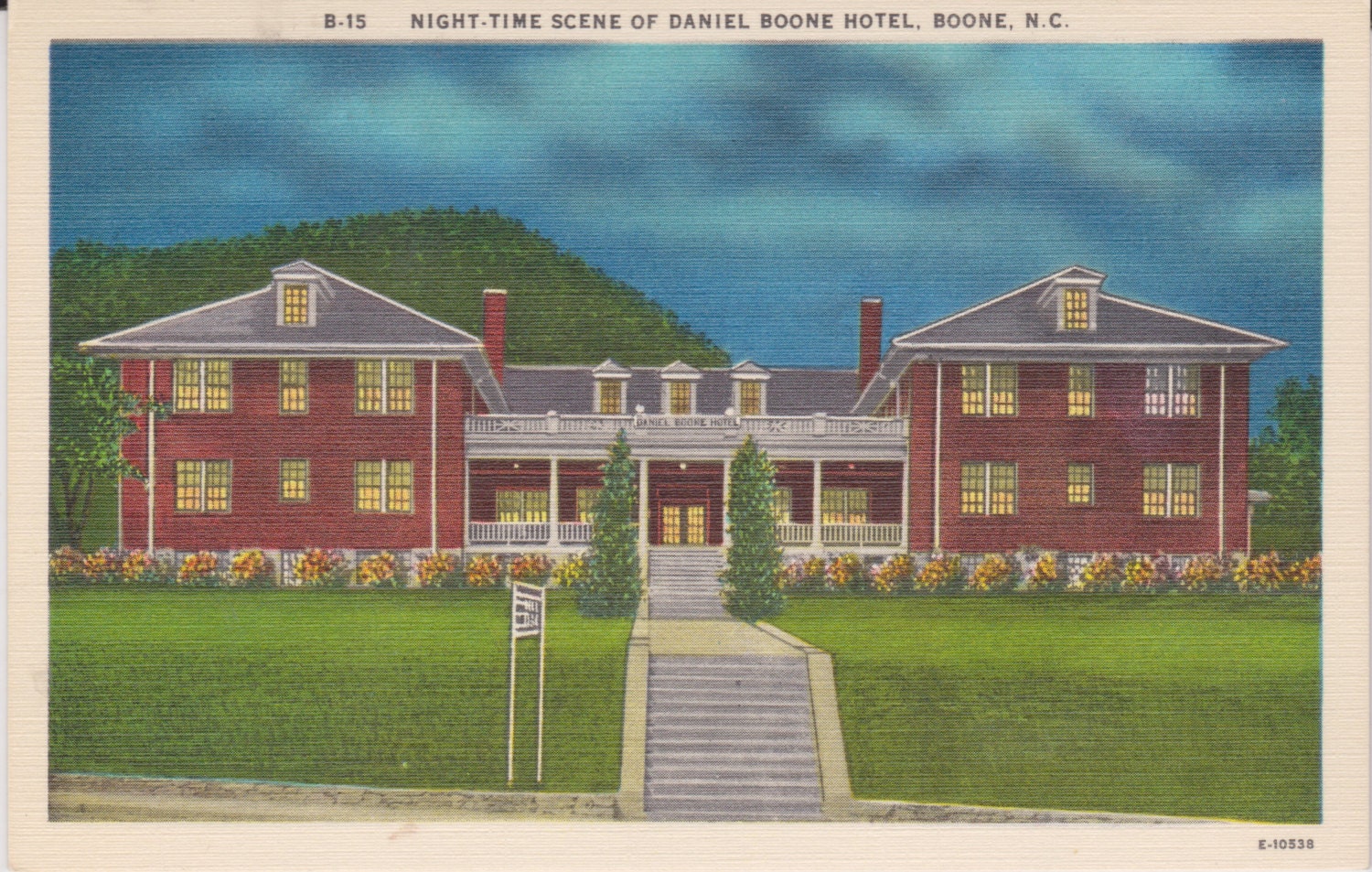 Boone North Carolina Daniel Boone Hotel Night Vintage